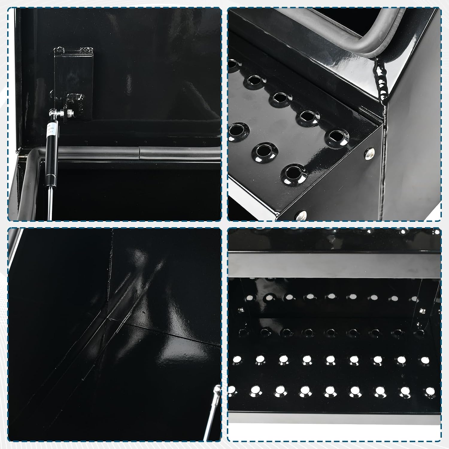 Heavy Duty 15''Aluminum Step Semi Side Mount Truck Tool Box 15'W x 28'L x 25'H with Saddle Step Open Wide Design & T-Handle Latch Lock for Side Storage Black