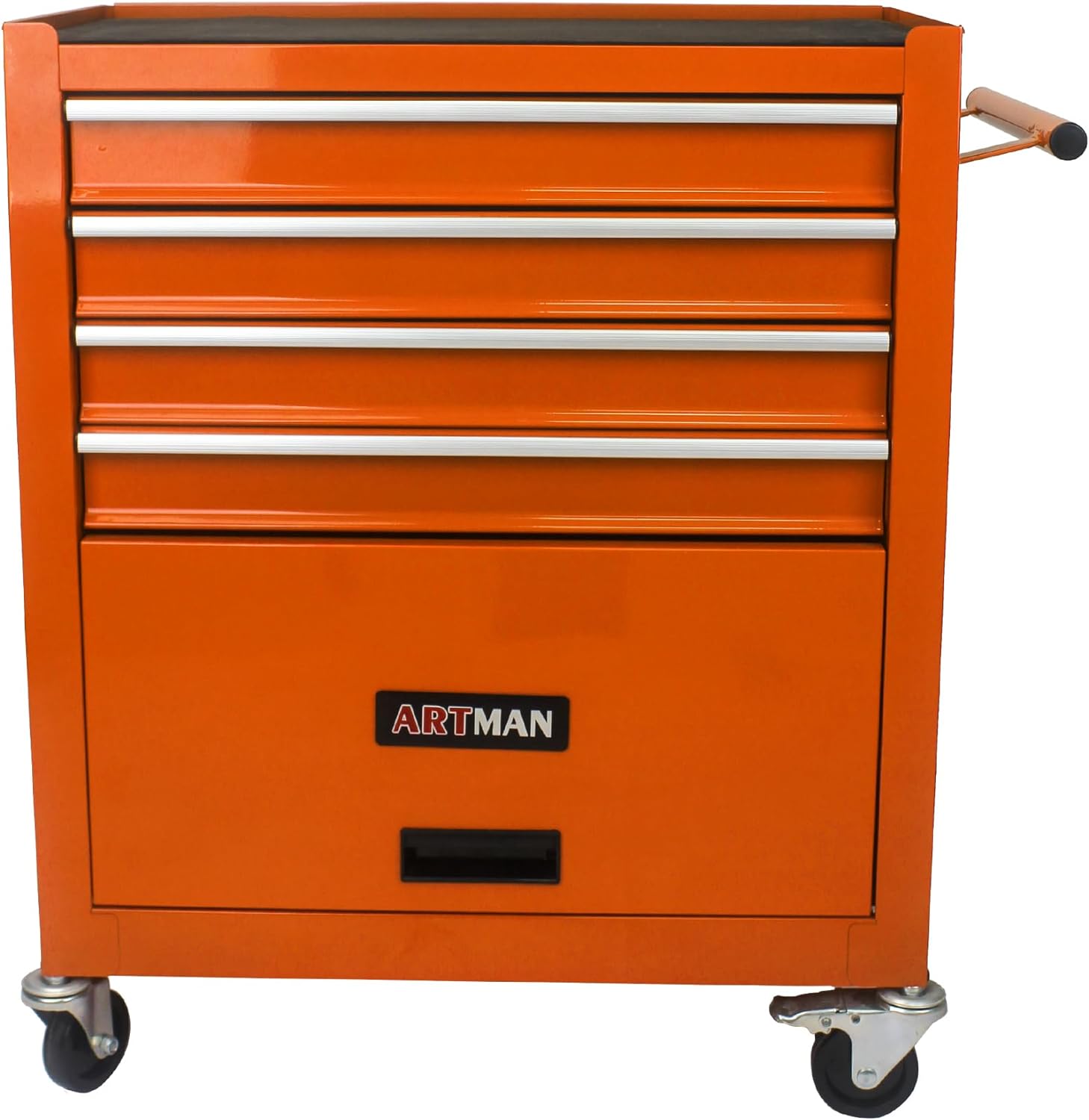 YOPTO Multifunctional Cart with 4 Ball-Bearing Drawers,Portable Rolling Tool Chest W/ 4 Wheels and Pull Handle,for Garage,Warehouse,Workshop,Repair Shop,Orange