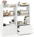 Giantex Bookshelf with Drawer Set of 2, 3-Tier 41.5' Tall Bookcase with Open Shelf, 2 Anti-Tipping Kits, Freestanding Storage Cabinet Display Shelf for Living Room, Bedroom, Office, White