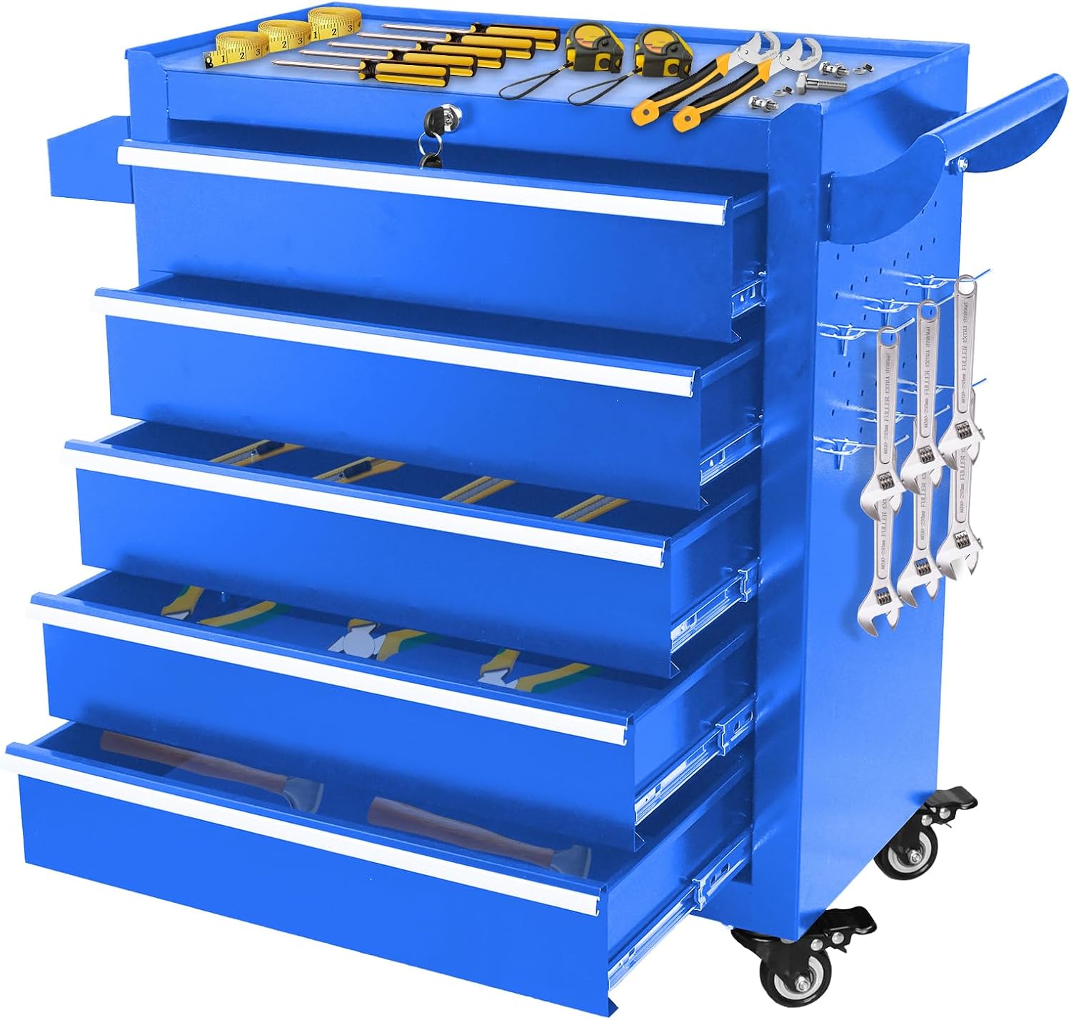 5 Drawers Rolling Tool Chest, Metal Tool Box with Wheels & Lock, Tool Drawers Garage Tool Storage Cabinets Organizer Rolling Cart Toolbox on Wheels for Garage, Workshop, Repair Shop(Assembly Required)