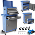 Tool Chest, 5-Drawer Rolling Tool Storage Cabinet with Detachable Top Tool Box, Liner, Universal Lockable Wheels, Adjustable Shelf, Locking Mechanism, Metal Tool Cart for Garage Workshop