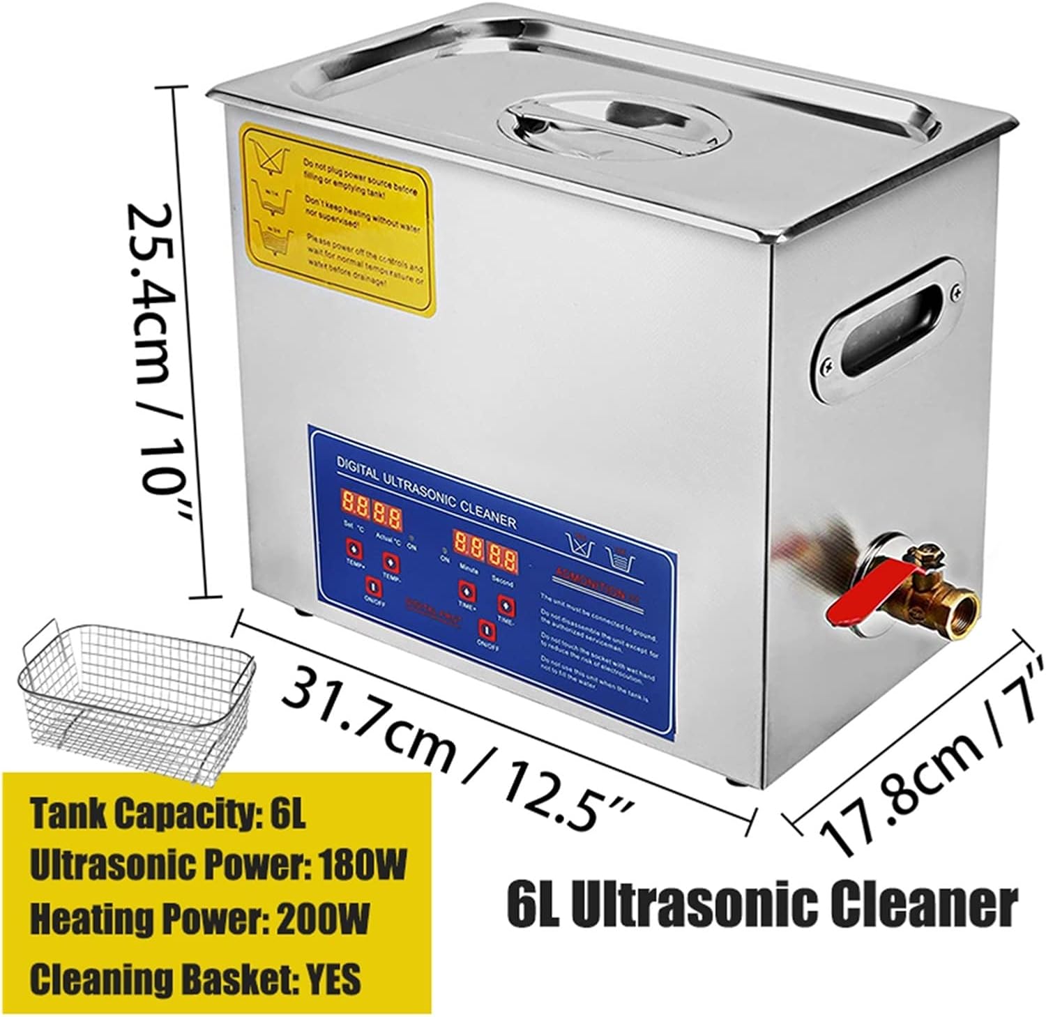 1.3L 2L 3L 6L 10L 15L 22L 30L Ultrasonic Cleaner Lave-Dishes Portable Washing Machine Diswasher Ultrasound Home Appliances Durability, Efficience(6L)