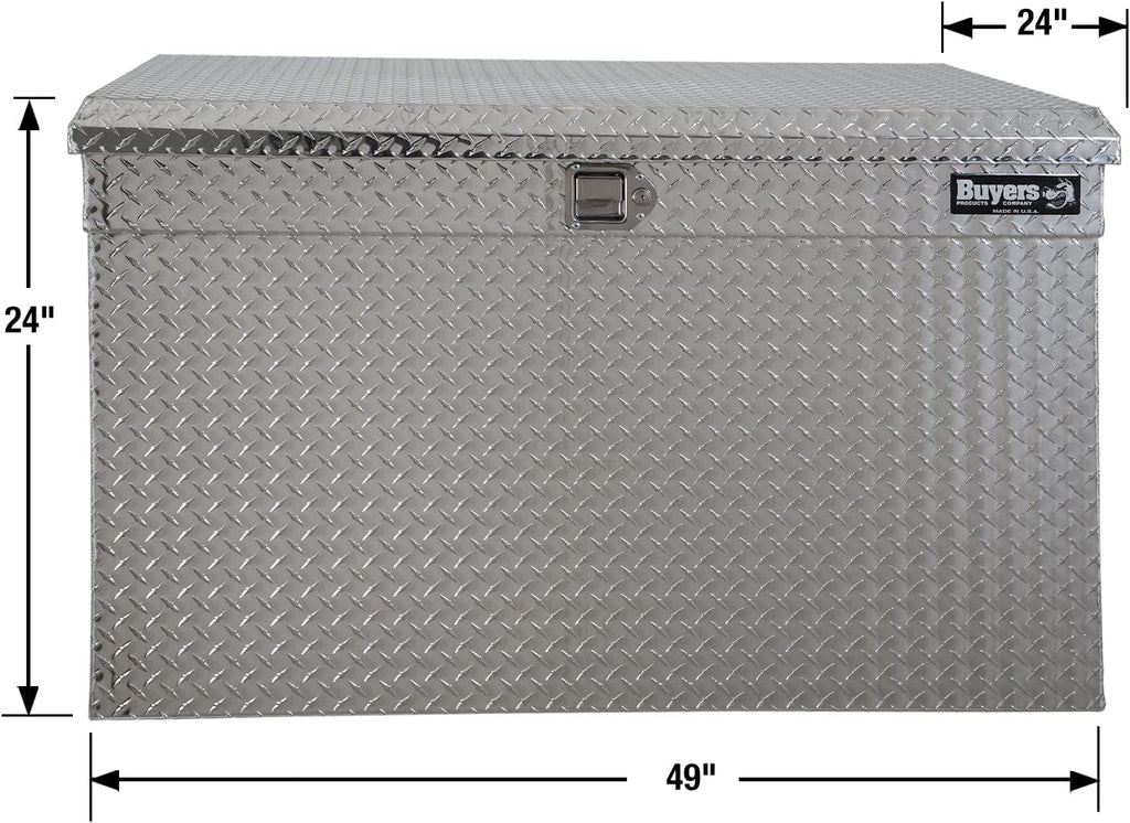 Buyers Products 1712110 Aluminum Diamond Tread All Purpose Chest Tool Box, 24 x 48 x 24 Inch, Made in the USA, Jumbo Toolbox For Work Site Storage & Organization, Durable Contractor Job Box