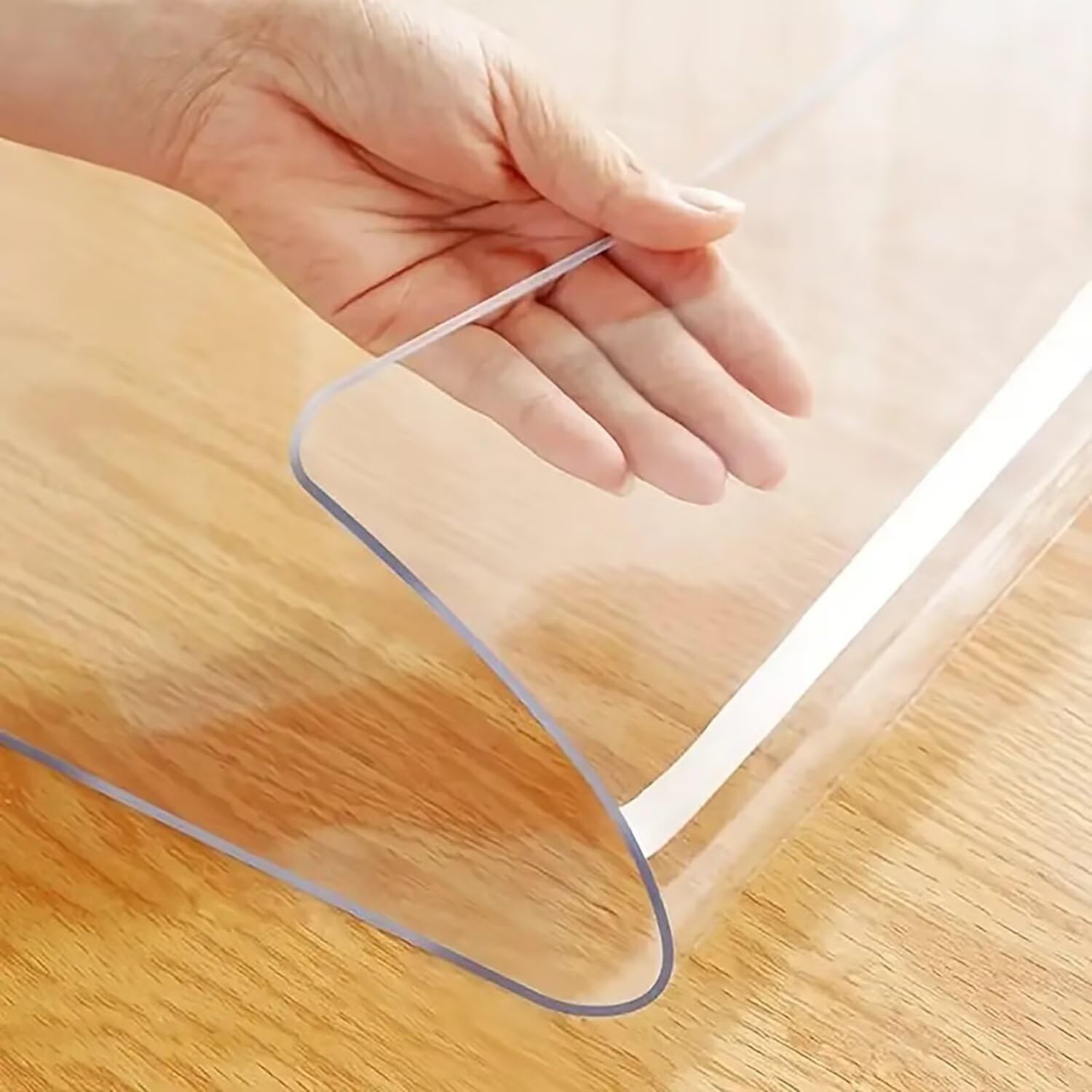 Large Transparent Computer Desk Mat Plastic Desktop Protector, 3mm PVC Writing Pad with Round Edge, Waterproof Wipeable Non-Slip Table Protector