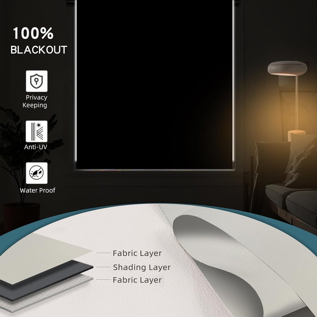 Motorized Blinds with Remote,100% Blackout Automatic Roller Shade Compatible with Alexa Google Homekit Thread,Electric Blind for Window,Vinyl Beige