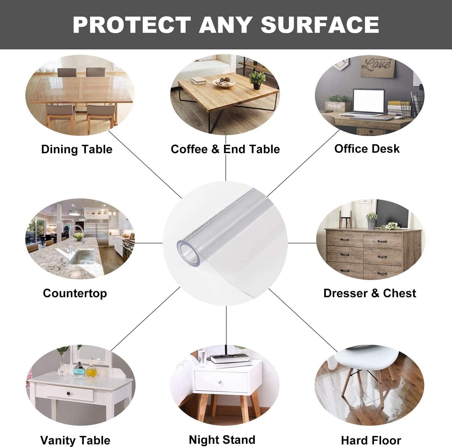 Hardwood Floor/Carpet Clear Floor Protector Mat - XL Vinyl Plastic Entrance Runner Protect Pad for Low Pile Doormat - 24-96 Inch