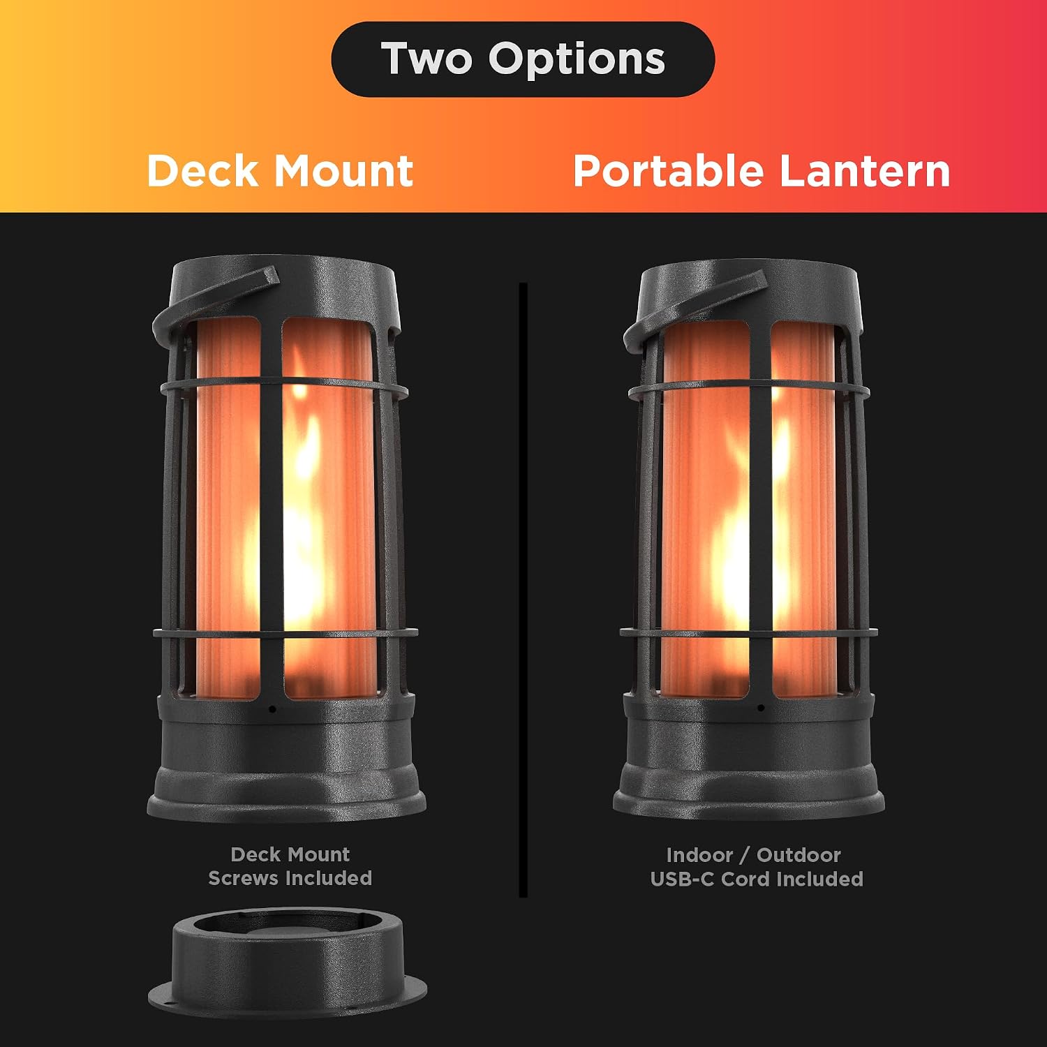 FoxFlame Metal Outdoor Solar Lantern, Flickering Solar Lanterns Outdoor Waterproof with Patented LED,Outdoor Lanterns for Porch,Patio,Garden,Tabletop,Hanging Use,Matte Black(4 Pack)
