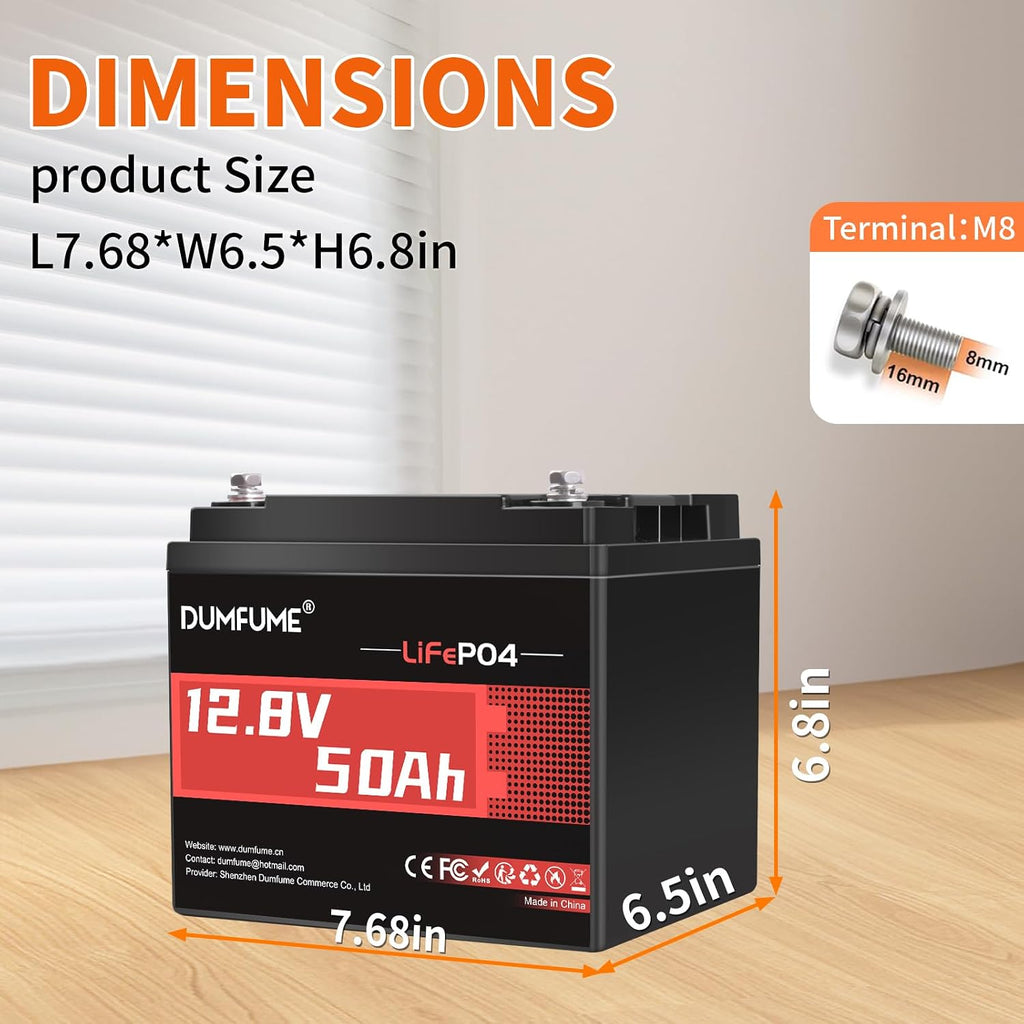 2 Pack 12V 50Ah LiFePO4 Lithium Battery, Built-in 50A BMS,640Wh Capacity, 6000+ Cycles, Low-Temp Protection,Perfect for RV, Camping, and Home Energy Storage