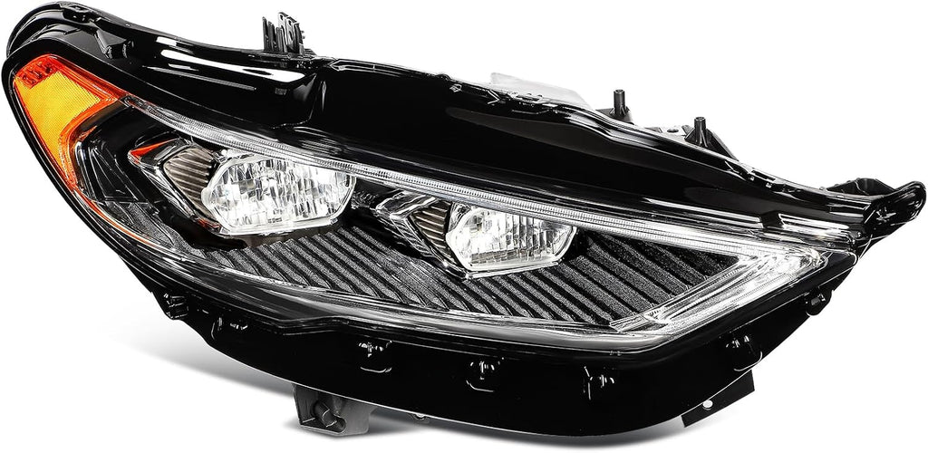 Headlight Assembly Fit 2017-2020 for Fusion Driver & Passenger Side Headlight Black Housing Clear Reflector FO2502347