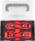 TEKTON 7 Inch Internal and External Retaining Ring Pliers Set with Mini Stacking Tool Box (4-Piece) | PRR96001