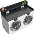 2-Tier Washer Dryer Countertop with 2.75' H Edge Rails, 58' W x 28' D Laundry Countertop for Folding Clothes, Washer and Dryer Topper with Non-Slip Pad (Black)