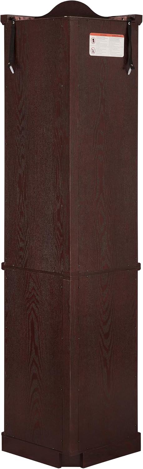 Classic Corner Curio Cabinet with Lights, Glass Display Cabinet for Living Room - Adjustable Tempered Glass Shelves, Wall Mountable (Walnut)