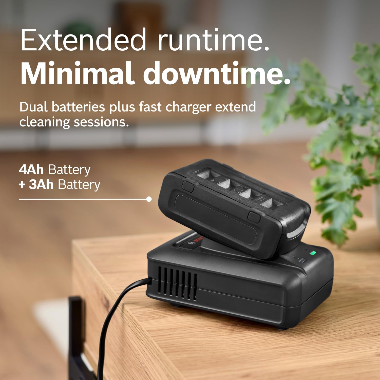 Bosch Unlimited 10 Cordless Stick Vacuum Cleaner - 2 Batteries Included, Up to 140 Min Total, Bendable Tube, Fast Charger, Pet Hair, Hard Floors and Carpets, 7 Accessories, Dark Cream