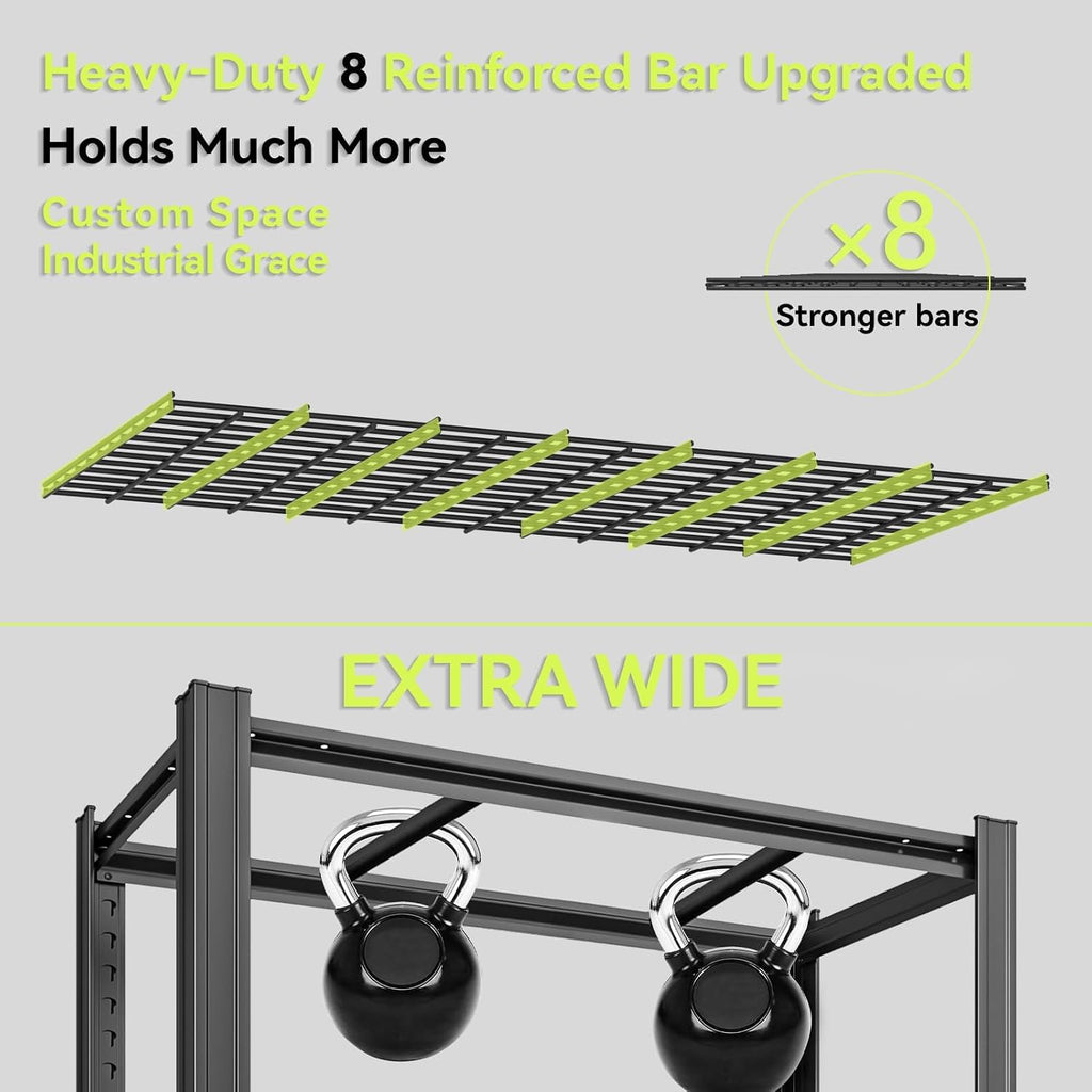 55.12' W Father&I 5-Shelf- Storage Rack Industrial Metal Adjustable Garage/Kitchen Shelves Heavy-Dudy Shelving Units Steel Organizer System for Basement/Shed, 84' H*55.12' W*24' D*, Black
