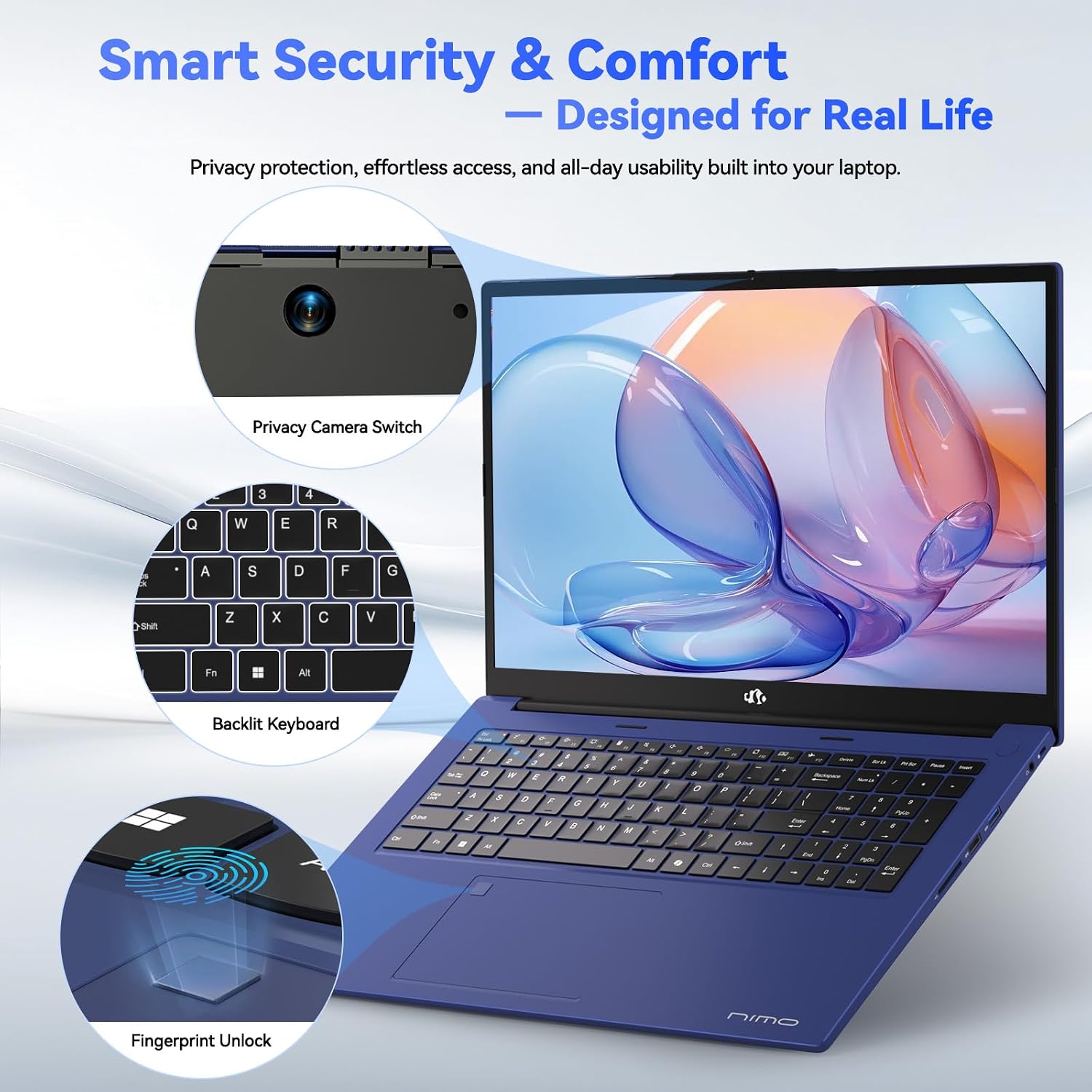 NIMO 17.3' Laptop, AMD Ryzen 7 7735HS (8C/16T, up to 4.75GHz), 16GB DDR5 RAM, 512GB PCIe 4.0 SSD, 100W PD Fast Charging, FHD Anti-Glare Display, Fingerprint, Backlit KB w/Numpad, WiFi 6, Win 11