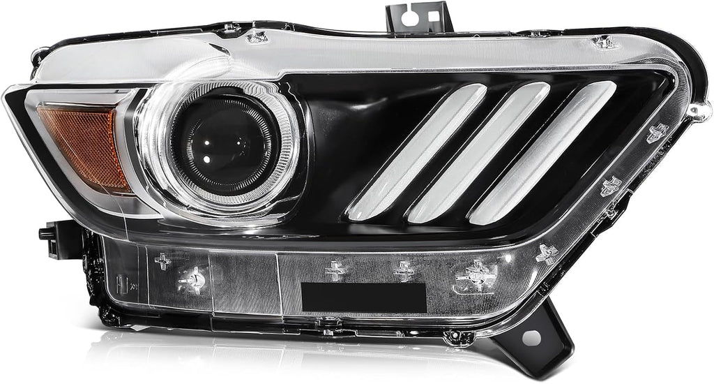 Headlights Fit 2015-2020 for Mustang Driver & Passenger Side Headlight Assembly Black Housing Amber Reflector FO2518124