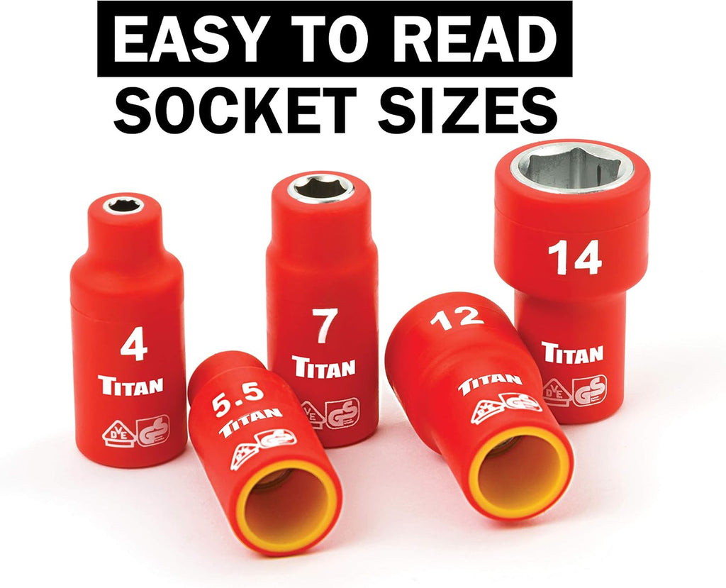 Titan 66100 18-Piece 1/4-Inch Drive VDE Insulated Socket Set