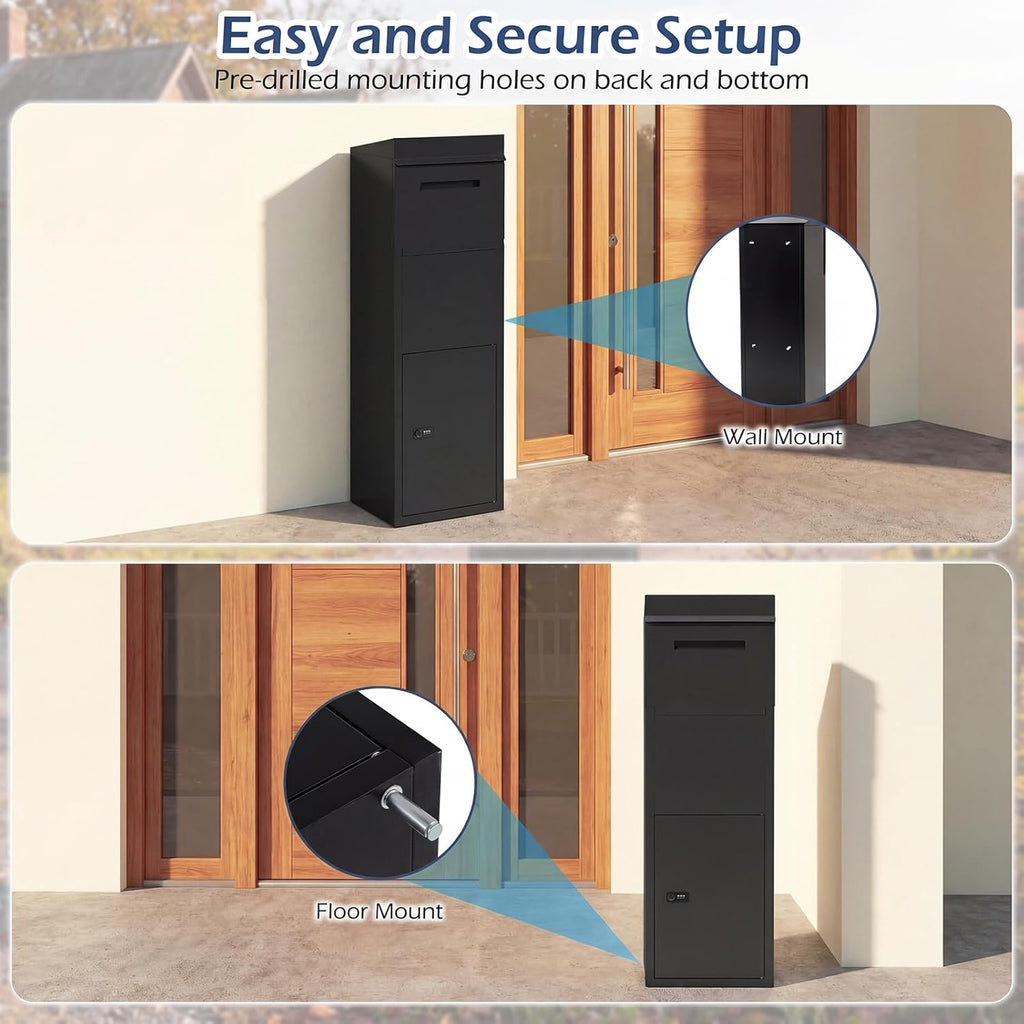 Goplus Package Delivery Boexes for Outside, 14' x 12' x 43.5' Galvanized Steel Parcel Drop Boxes with Lock, Anti-Theft Design, Package Mailbox for Home, Office, Yard, Curbside (14' x 12' x 43.5')