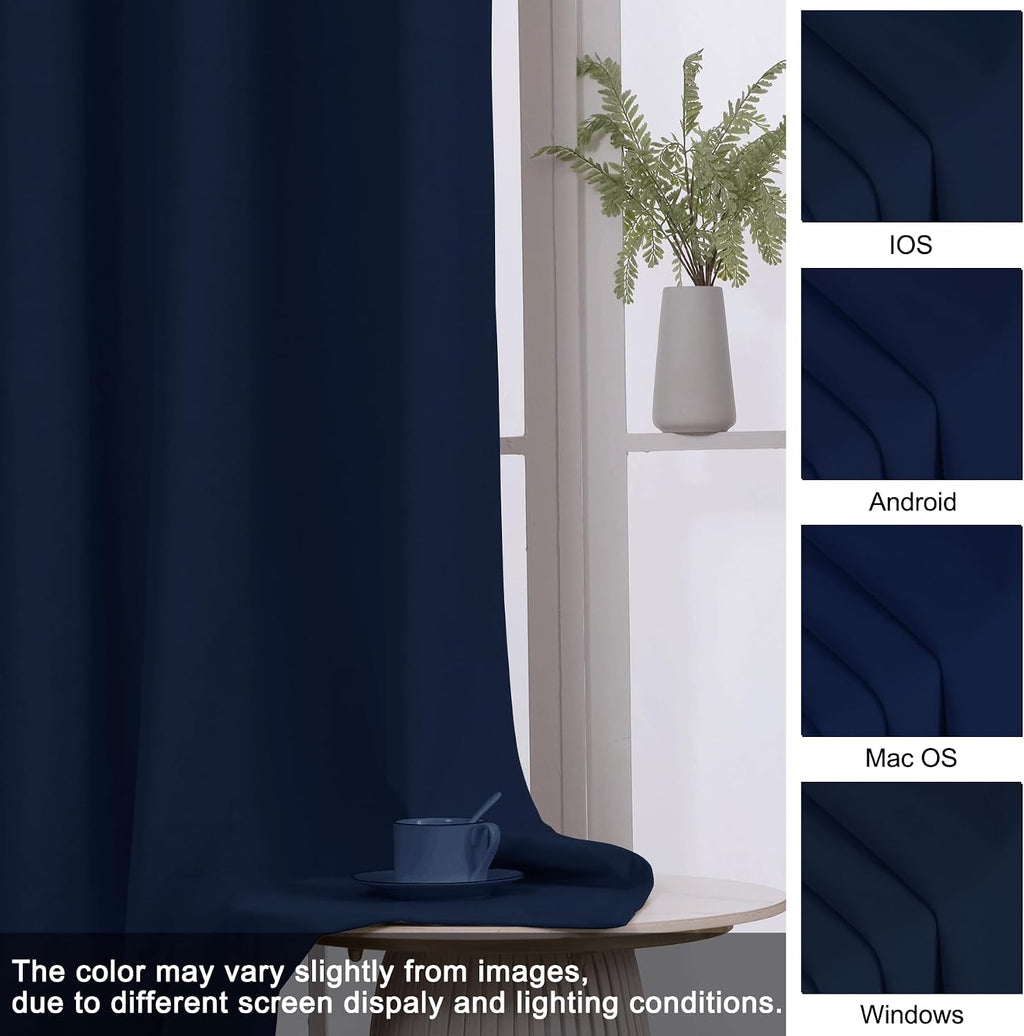 Fcosie 100% Light Blocking Velvet Curtain 102 inches Length, Nickel Grommet Curtain for Sliding Patio Door Apartment Window Gazebo, Absolutely Blackout Drapery, Navy Blue 84' W by 102' L (1 Panel)
