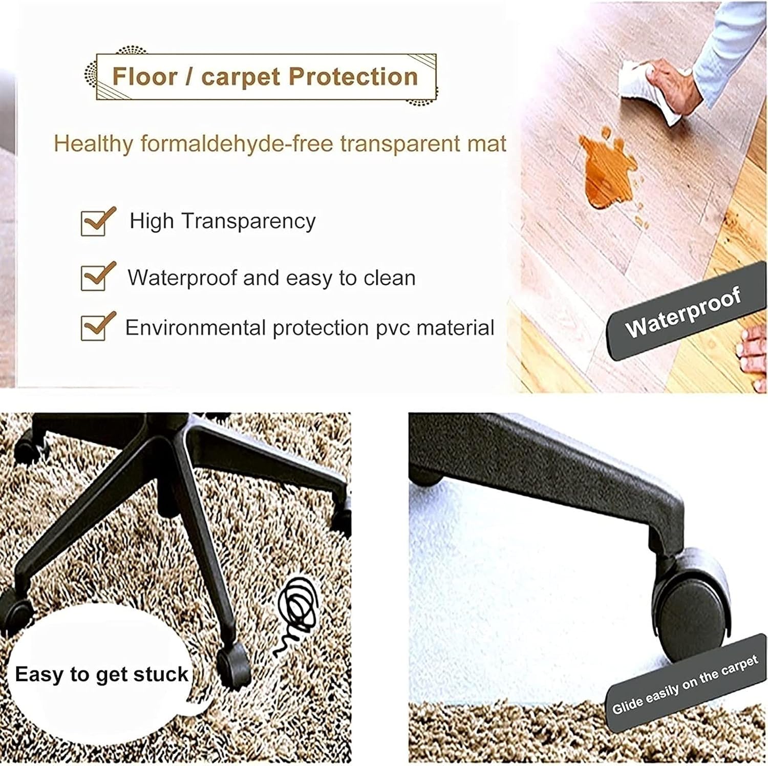 Clear Vinyl Runner Rug Protector Waterproof Non Slip Carpet Pad for Hardwood Floors 60cm/100cm/120cm/130cm/140cm/150cm/160cm Wide