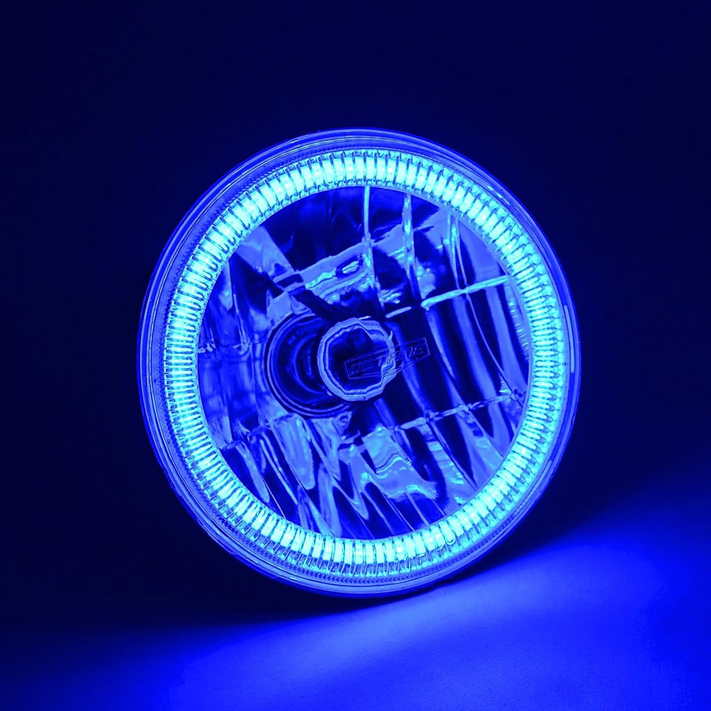 Octane Lighting 7 Inch Blue COB LED Halo Angel Eye H4 Headlamp Headlight Halogen Light Bulb Pair