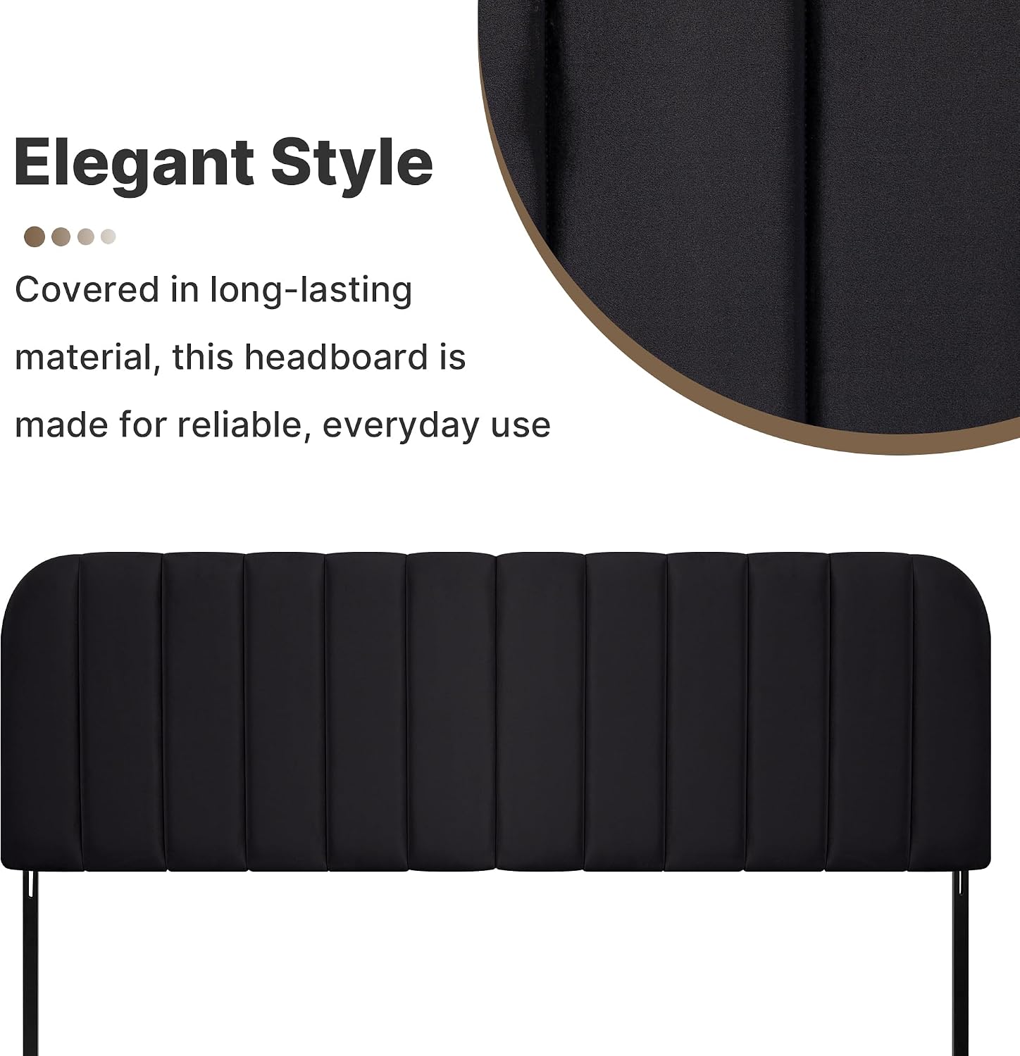 King Headboard Only - Upholstered Headboard for Bed, Easy Assembly, Velvet Covered Sponge, Place Between Bed & Wall, Adjustable Metal Legs with Non-Slip Pads, Black