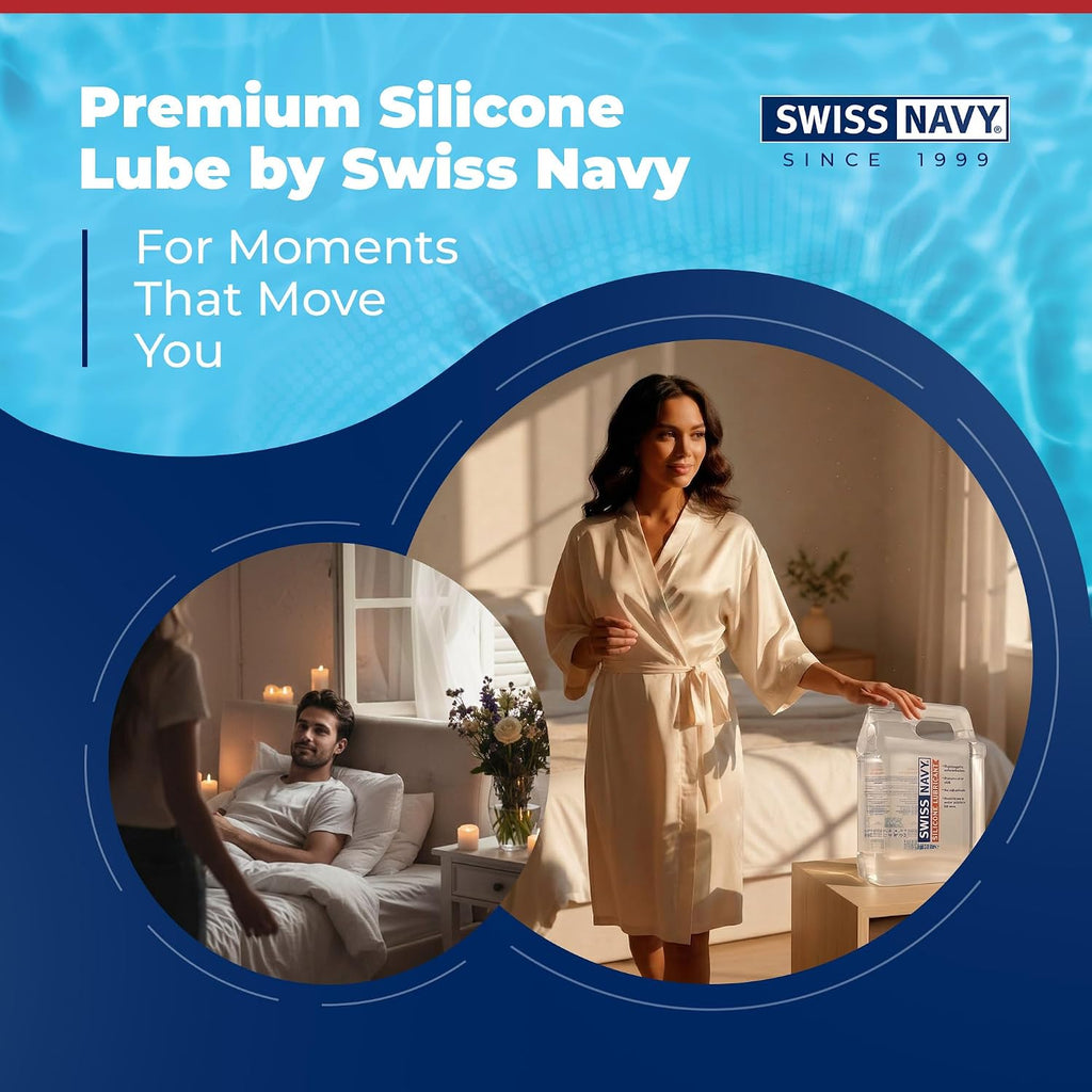 Swiss Navy Premium Silicone Based Lubricant - 128 oz - Personal Lube for Men, Women & Couples - Condom, Latex Safe - Hypoallergenic - Unscented