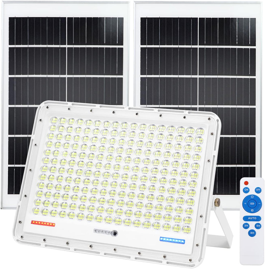 TINSUM 500W Solar Led Flood Lights Outdoor, 28000 Lumens Solar Security Street Lights Dusk to Dawn 1920LED with Remote White Led for Parking Lot,Stadium,Yard,Swimming Pool, Pathway,Flag Pole,Driveway