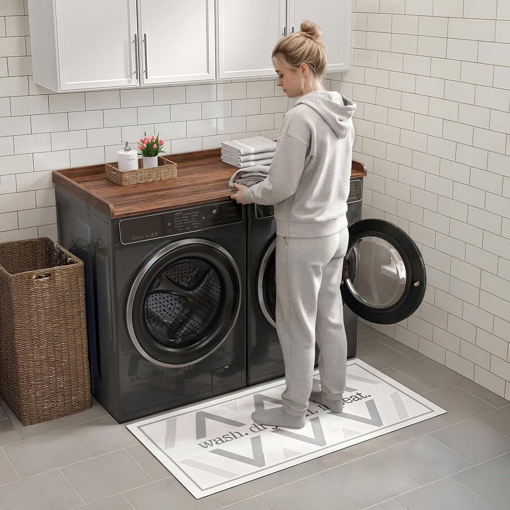 FIMELLO 60' Laundry Room Wall Cabinets and 27.6' x 54' Washer and Dryer Countertop Set, Laundry Room Cabinets Wall Mounted, Upper Cabinets Floating Cabinet - Brown Laundry Countertop