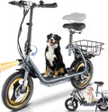 Caroma Electric Scooter with Seat for Adults, 1200W/800W Peak Motor, 30Miles Long Range & 20Mph, 14' Fat Tire Foldable E Scooter with Basket for Commuting, Grocery, Pets