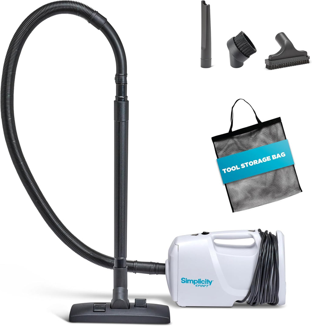 Simplicity Vacuums Handheld Canister Vacuum with Carry Strap for Hard Floors and Rugs, Car Detailing Vacuum Cleaner, S100