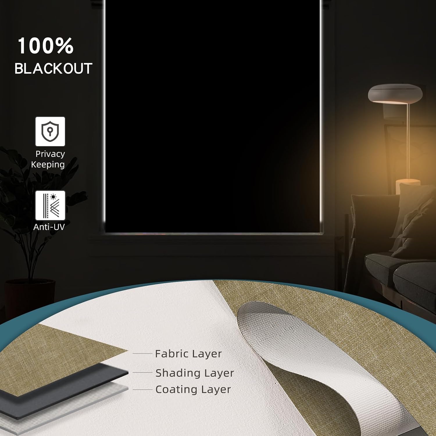 Motorized Roller Shade, 100% Blackout Smart Window Blinds Work with Homekit, Alexa, Google Home, Remote Control, Electric Blinds with USB/Solar Pannel Charging, Gentle Wheat