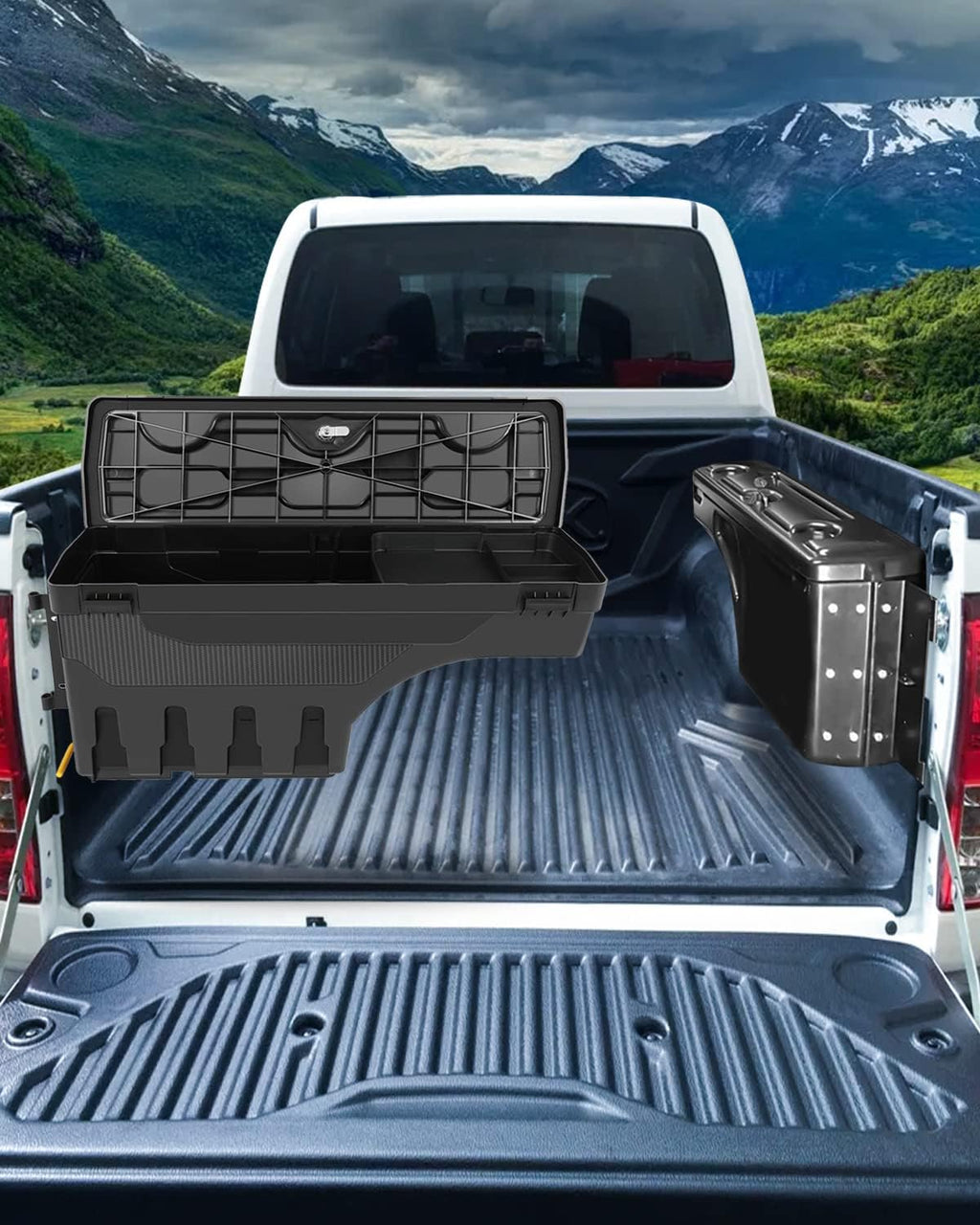 SCITOO Truck Bed Tool Box for Jeep Gladiator 2020-2023,Multi-Compartment Dividers Organized Storage,Heavy Duty & No-Drill Installation Left Driver Side