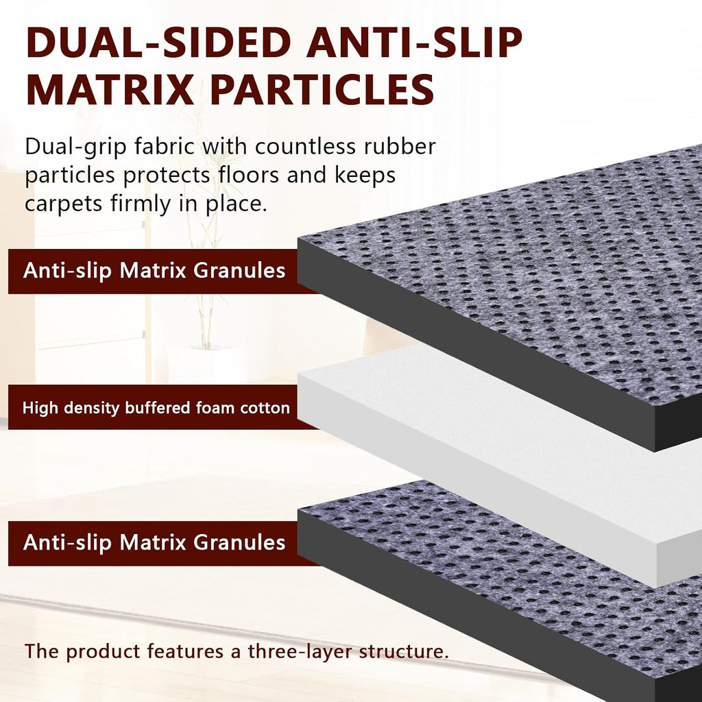 Non Slip Rug Pad Gripper, 10 x 14 Ft Extra Thick Foam Under Area Rug Carpet Pads for Any Hard Surface Floors, Keep Your Carpets Safe and in Place, Prevent Rug from Wrinkling or Buckling