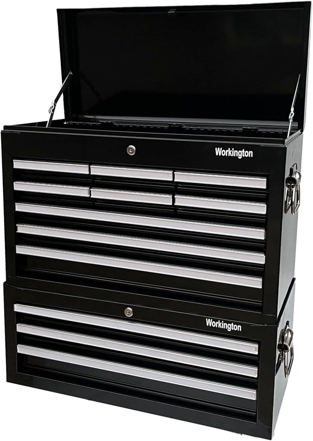 Workington Professional Industrial Portable Metal Tool Chest with 9 Drawers, 26' 9-Drawer Tool Chest Cabinet with Ball Bearing Drawer Slides, Steel Tool Storage Box Organizer 4016 Black