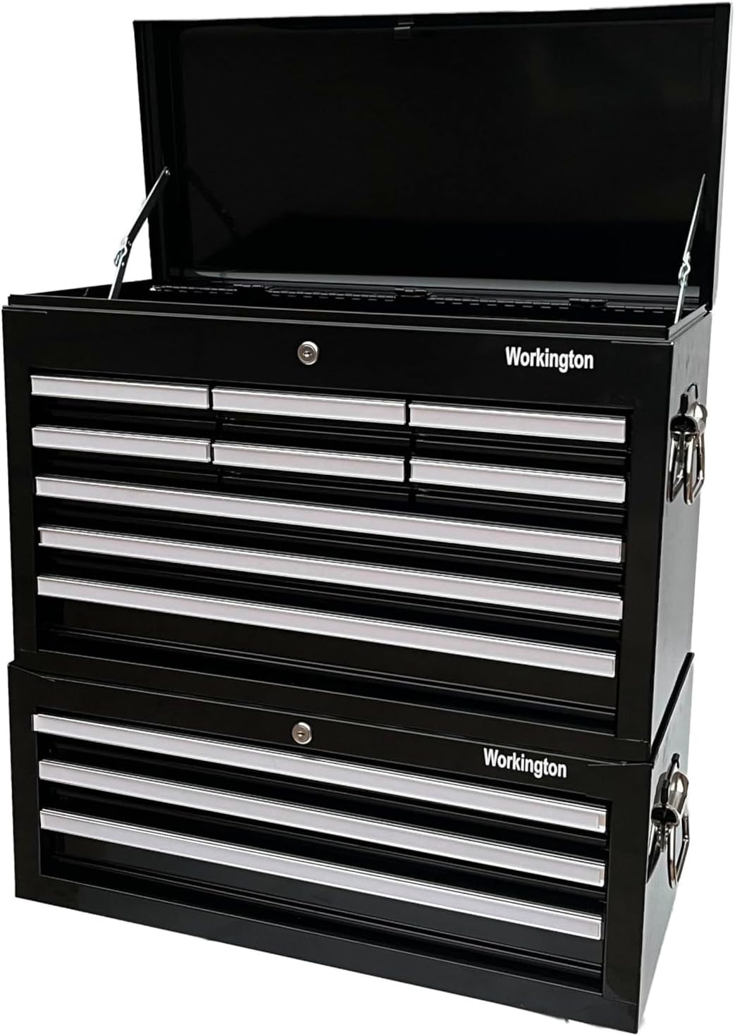Workington Professional Industrial Portable Metal Tool Chest with 9 Drawers, 26' 9-Drawer Tool Chest Cabinet with Ball Bearing Drawer Slides, Steel Tool Storage Box Organizer 4016 Black