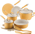Rachael Ray Cucina Ceramic Nonstick Cookware Pots and Pans Set, 13-Piece, Tumeric Yellow