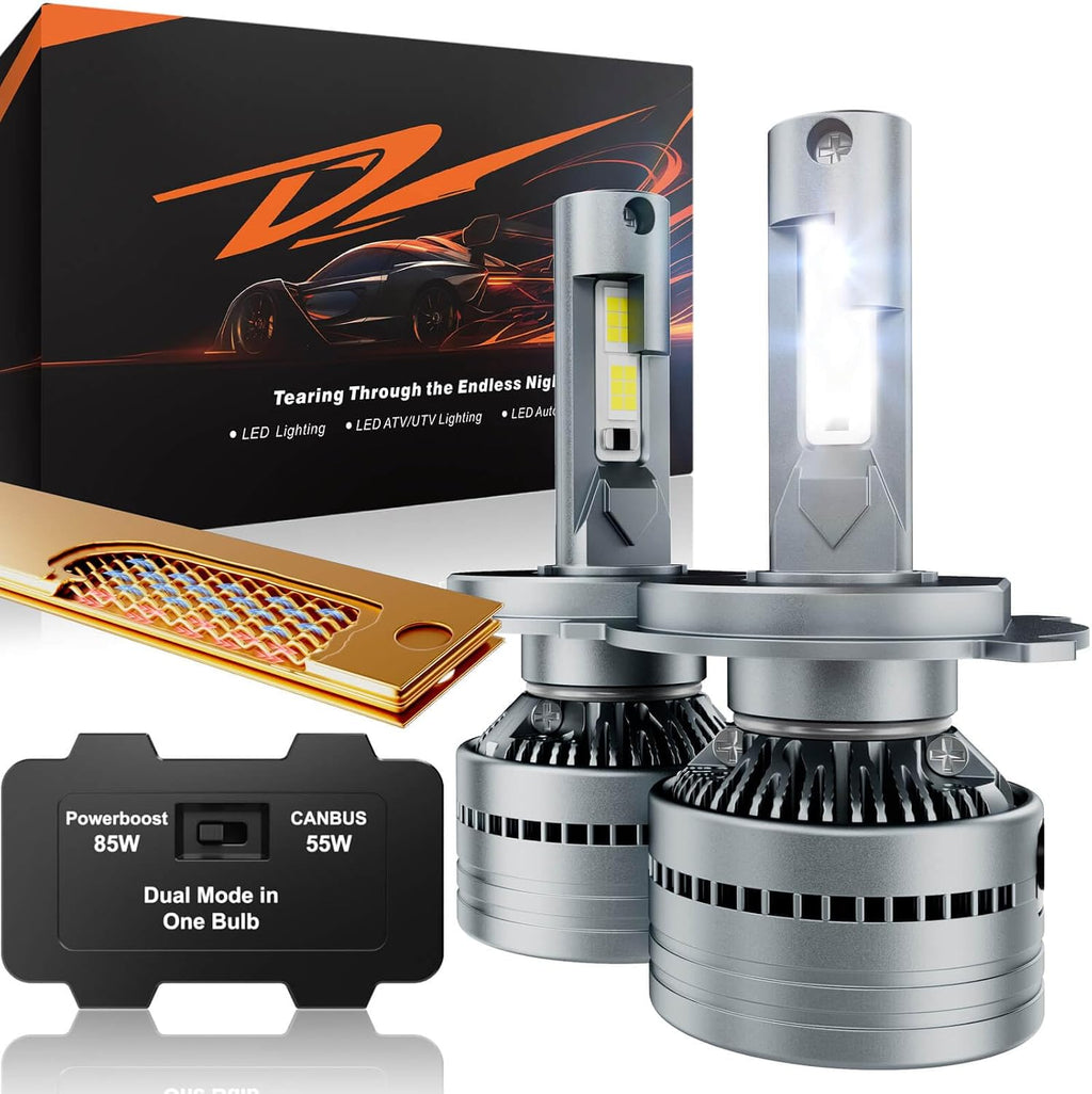LUXSTER | Dracarys 100000LM H4 9003 LED Bulbs with Vapor Chamber Cooling, 55W/85W Dual Power Mode, Dual Beam, CANBUS Ready, Foglight, 6500K Xenon White, 2 Pack