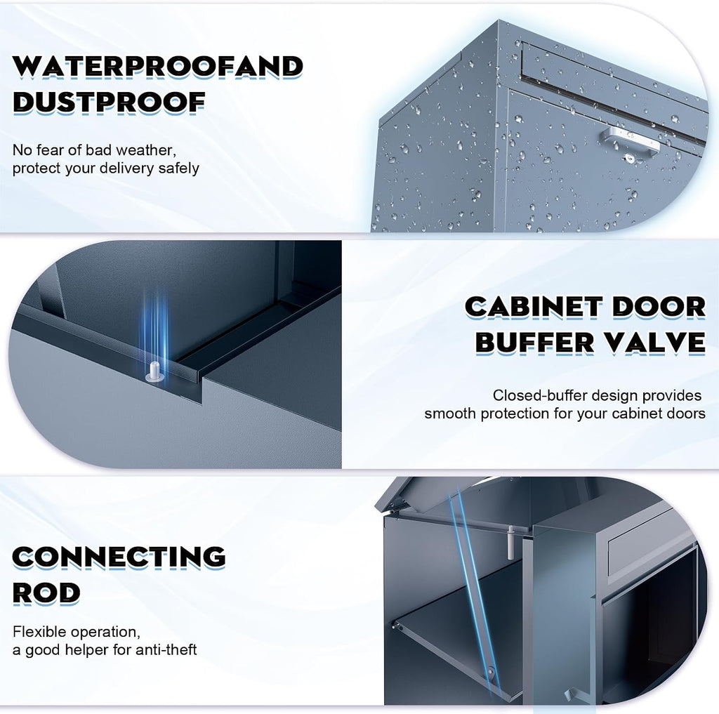 Package Delivery Boxes & Mailbox for Outside, No Assembly Required Large Parcel Drop Box with Keys, Steel Mailbox with Waterproof Anti-Theft Function, Not Easy Deformed for Home, Porch, Business