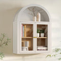 NEWOWNDS Arched Wall Cabinet,Glass Display Wall Mounted Cabinet with Tempered Glass Doors, Floating Cabinet with Adjustable Shelves for Bathroom,Living Room, Kitchen