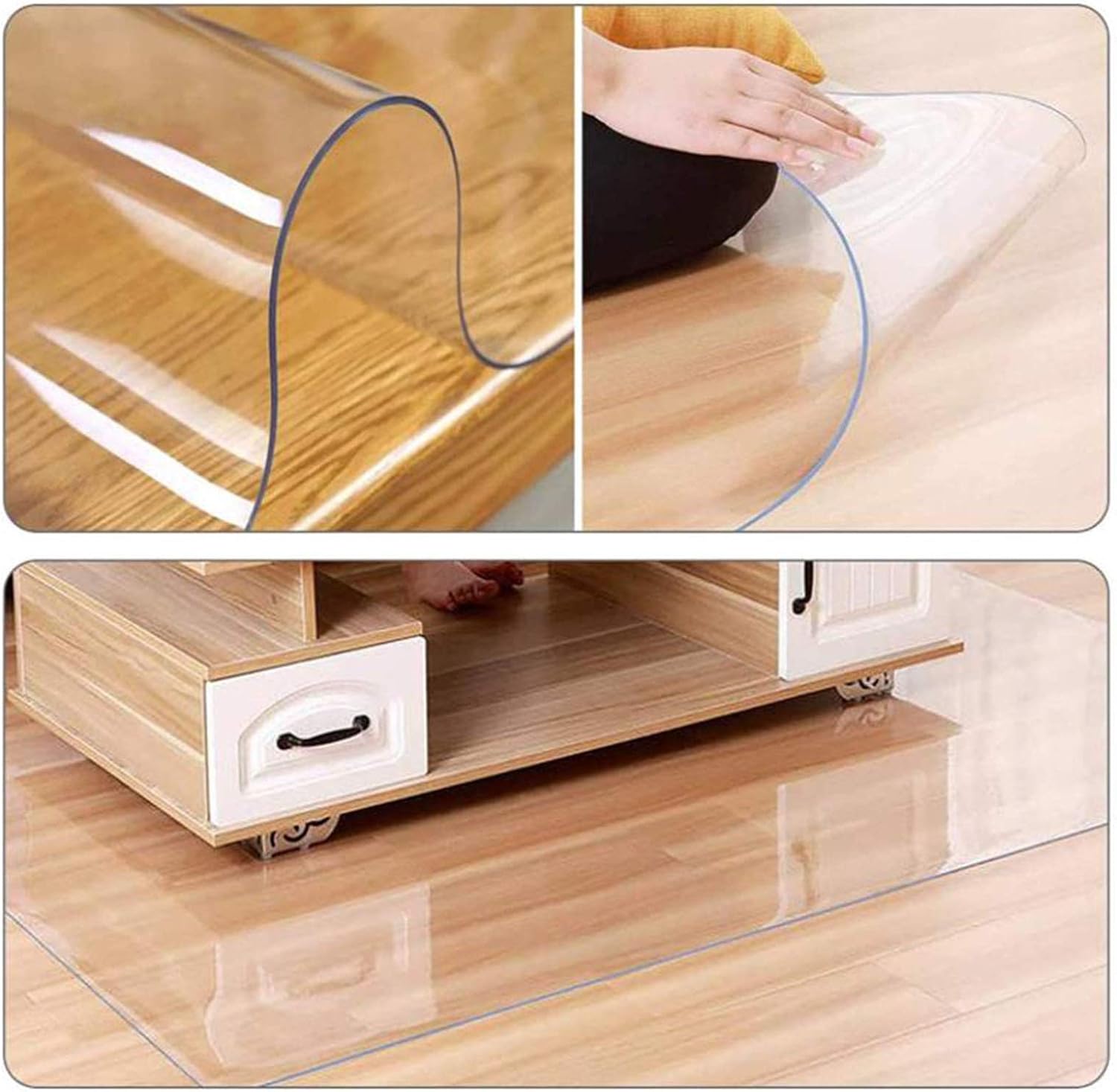 Clear PVC Furniture Protectors Waterproof PVC Table Pad 4 Thicknesses Tablecloth for Hardwood Surface Kitchen Carpet Tiles Dresser Desk Covers, Custom Size