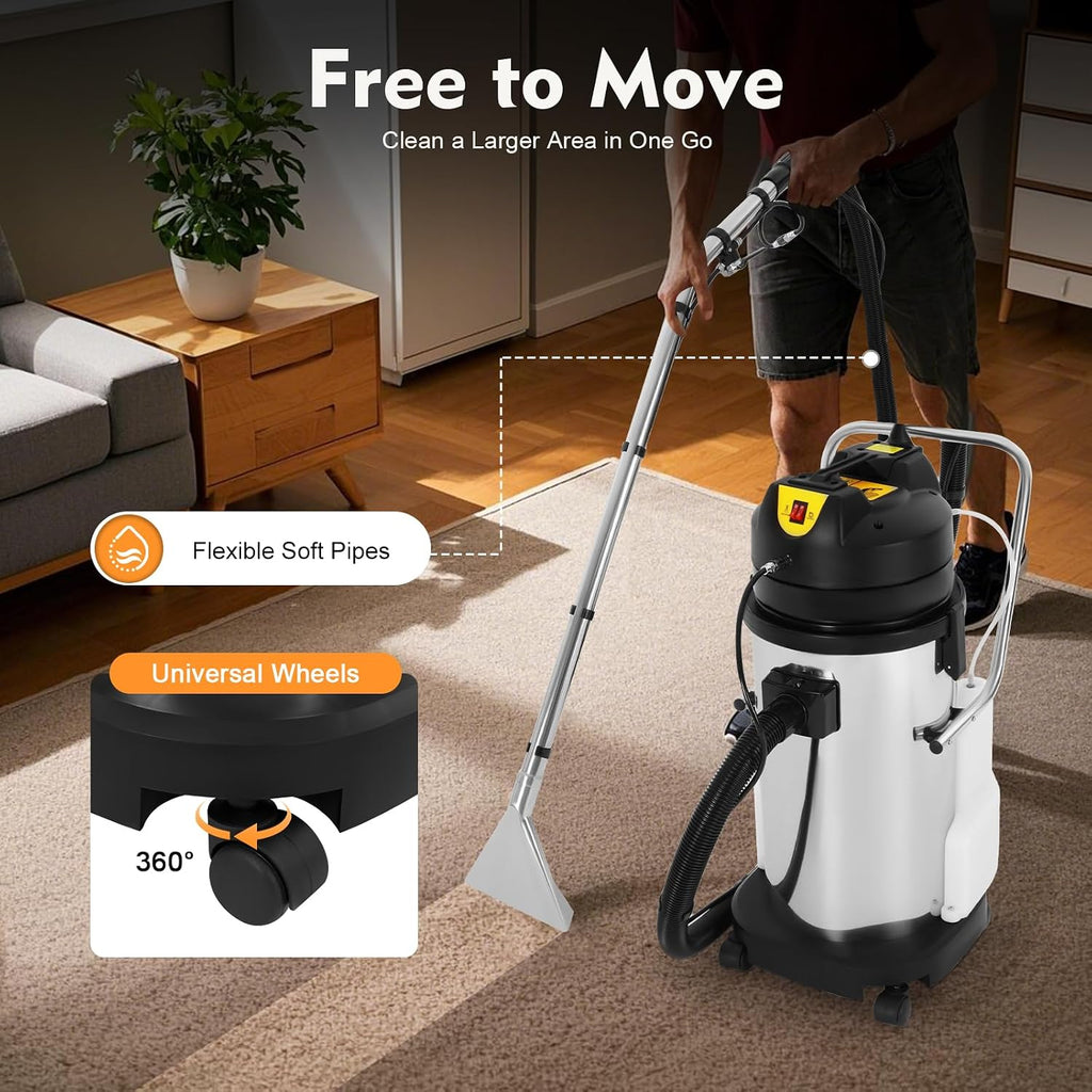 Commercial Carpet Cleaning Machine, 40L/11Gal Commercial Carpet Cleaner, Heavy Duty Vacuum Washing Machine, Multi-Purpose Wet Dry Vacuum Cleaner for Sofa Curtains Carpet Clean