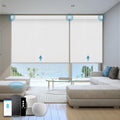 Motorized Blind,Work with Homekit Thread-Enabled, 100% Blackout Smart Shades with Remote Control, Electric Roller Shade, Custom Size,Classic White