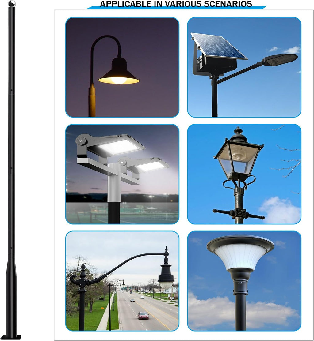 Street Light Pole 13Ft,Street Light Poles for Outdoor Lighting, Solar Street Light Pole Accessory for Street, Patio, Backyard, Basketball Court, Park