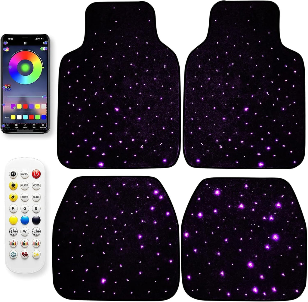 Starlinkmats Mats, Starlinkmats LED Car Floor Mats, Starlight Floor Mats for Cars, Black Automotive Carpet, App Control Car Mats， Creates a Romantic Atmosphere for Dates，Remote Control