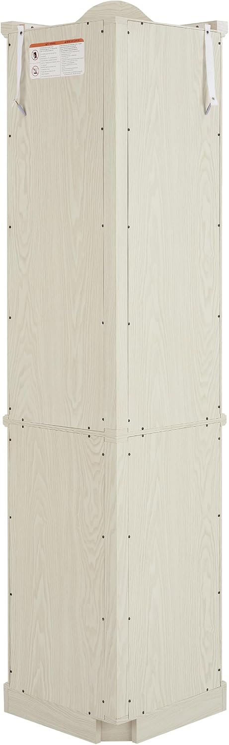Classic Corner Curio Cabinet with Lights, Glass Display Cabinet for Living Room - Adjustable Tempered Glass Shelves, Wall Mountable (White)