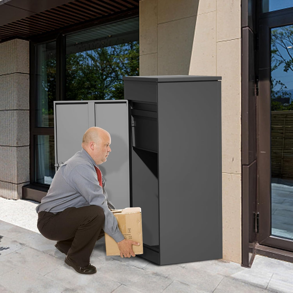 Package Delivery Boxes for Outside,Large Mailbox for Parcel, Anti-Theft Parcel Mailbox with Coded Lock, Wall Mounted Waterproof Home Parcel Box for Porch Yard, Galvanized Steel (19.7'x16.1'x60')