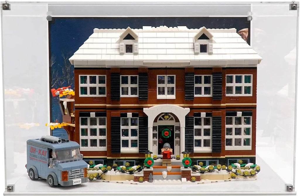 Display Case Compatible with Lego 21330 - Home Alone - Acrylic Dustproof Showcase with Pre-Printed Background - Set Not Included