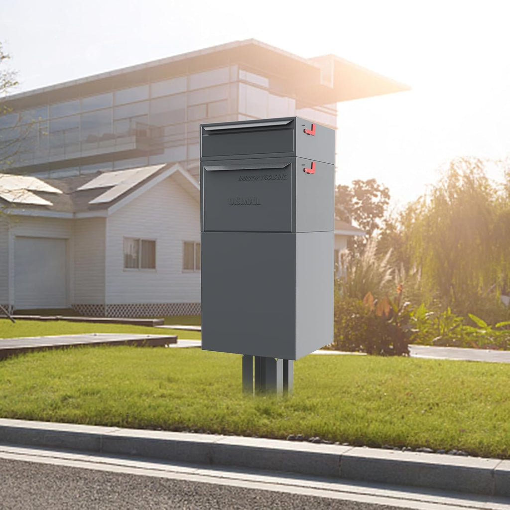 Stainless Steel Package Drop Box - Secure Curbside Mailbox with Multiple Mounting Options (Stainless Steel Base, Base)