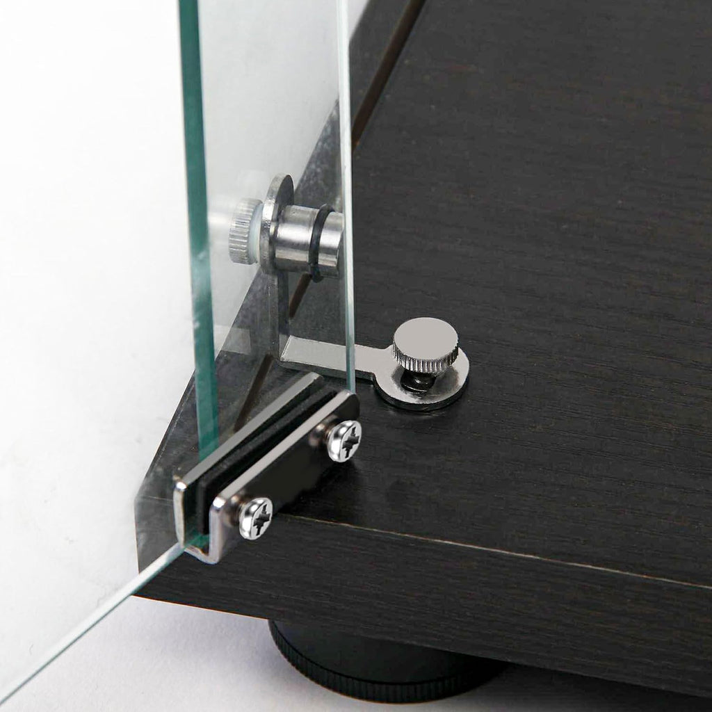 JT Glass Display Cabinet 4 Shelves with Two Door and Bluetooth LED Strip,Easy to Install, Tempered Glass Top, Floor Standing Curio Bookshelf for Living Room Bedroom Office (Double Doors-Black)